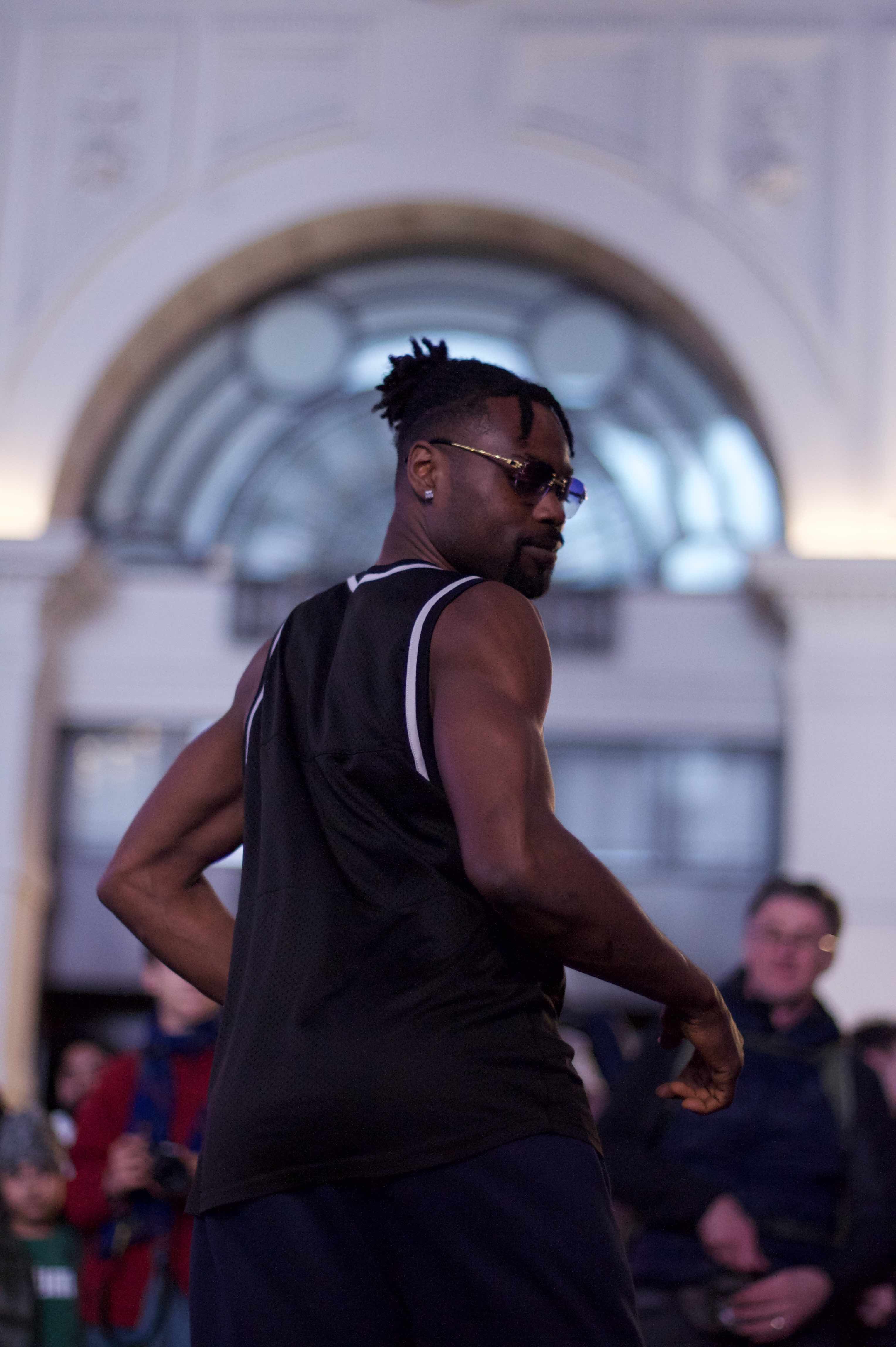 break dancer looks back